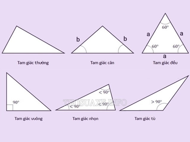 Phân loại các dạng hình tam giác