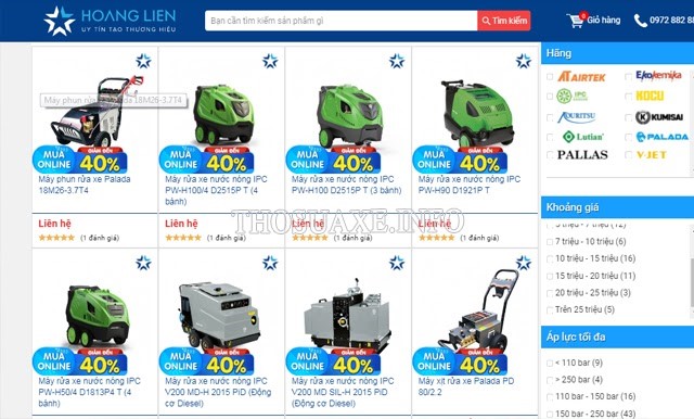 Điện máy Hoàng Liên hiện đang phân phối nhiều dòng máy rửa xe chuyên nghiệp chính hãng với nhiều mức giá để bạn lựa chọn