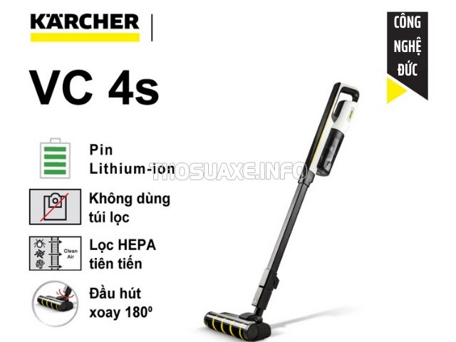 Model hút bụi pin sạc Karcher VC4s mạnh mẽ, bền lâu