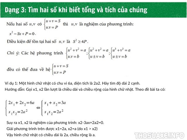 Bài tập về định lý Vi-ét lớp 9