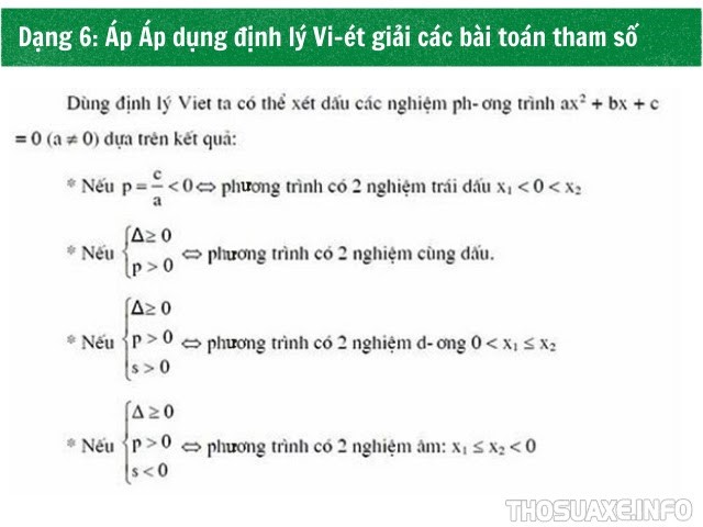 Bài toán tham số sử dụng Vi-ét