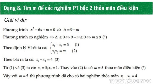 Giải ví dụ bài tập Vi-ét dạng 8