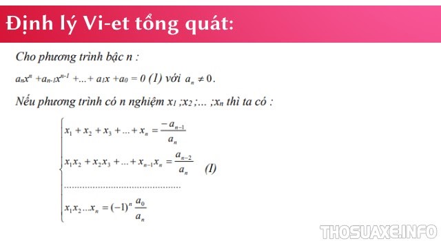 Hệ thức Vi-ét dạng tổng quát