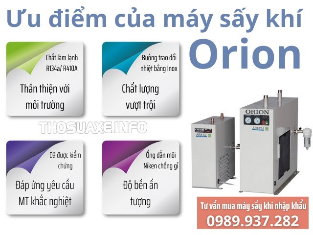 Ưu điểm nổi bật của máy sấy khí nén Orion trong công nghiệp