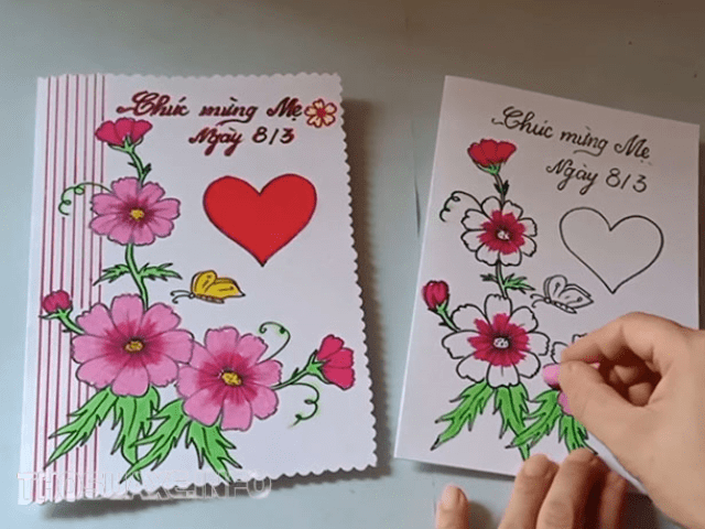 Hướng dẫn cách vẽ thiệp tặng mẹ đơn giản